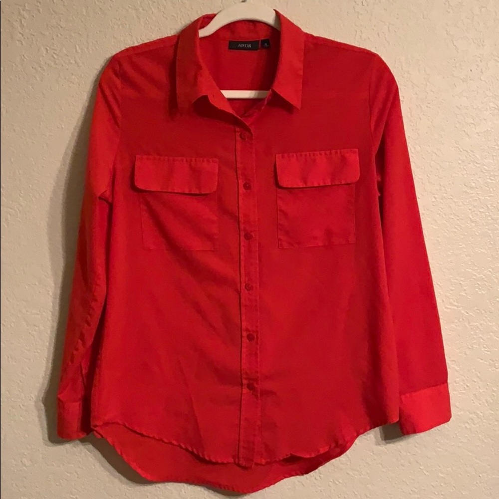 APT 9 Red button down blouse.